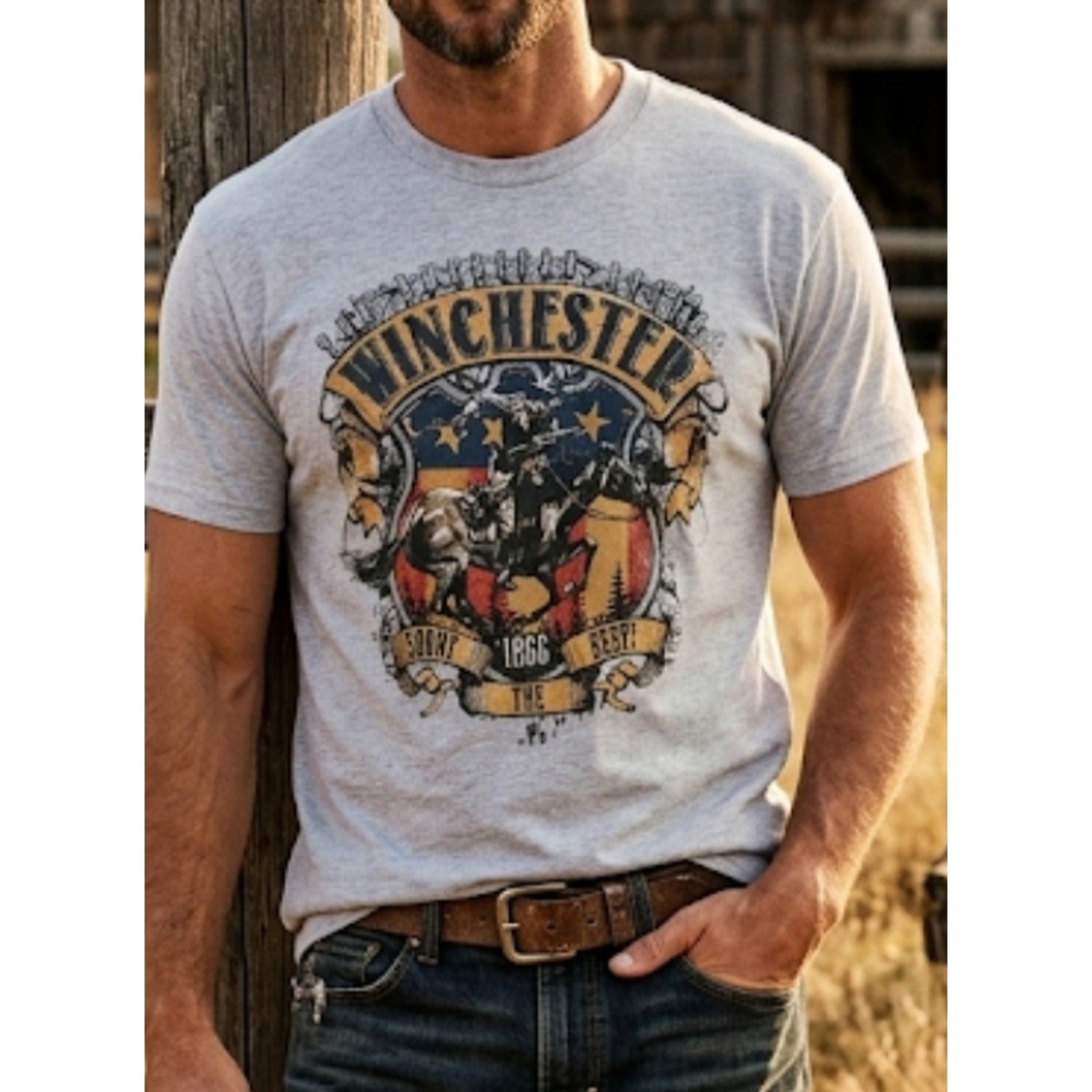 Winchester With Graphic a"Shoot the Best"  Men's Grey T-Shirt Size L NWT